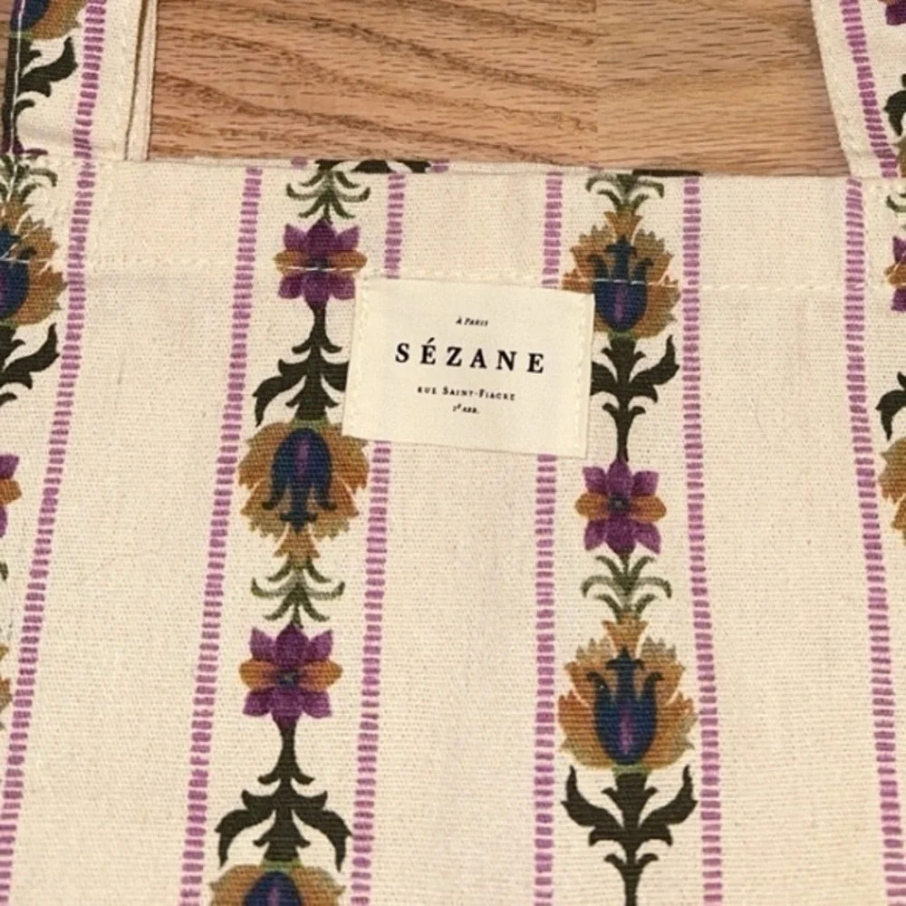SÉZANE Floral Striped Block Print Boho Canvas Shoulder‎ Tote Bag